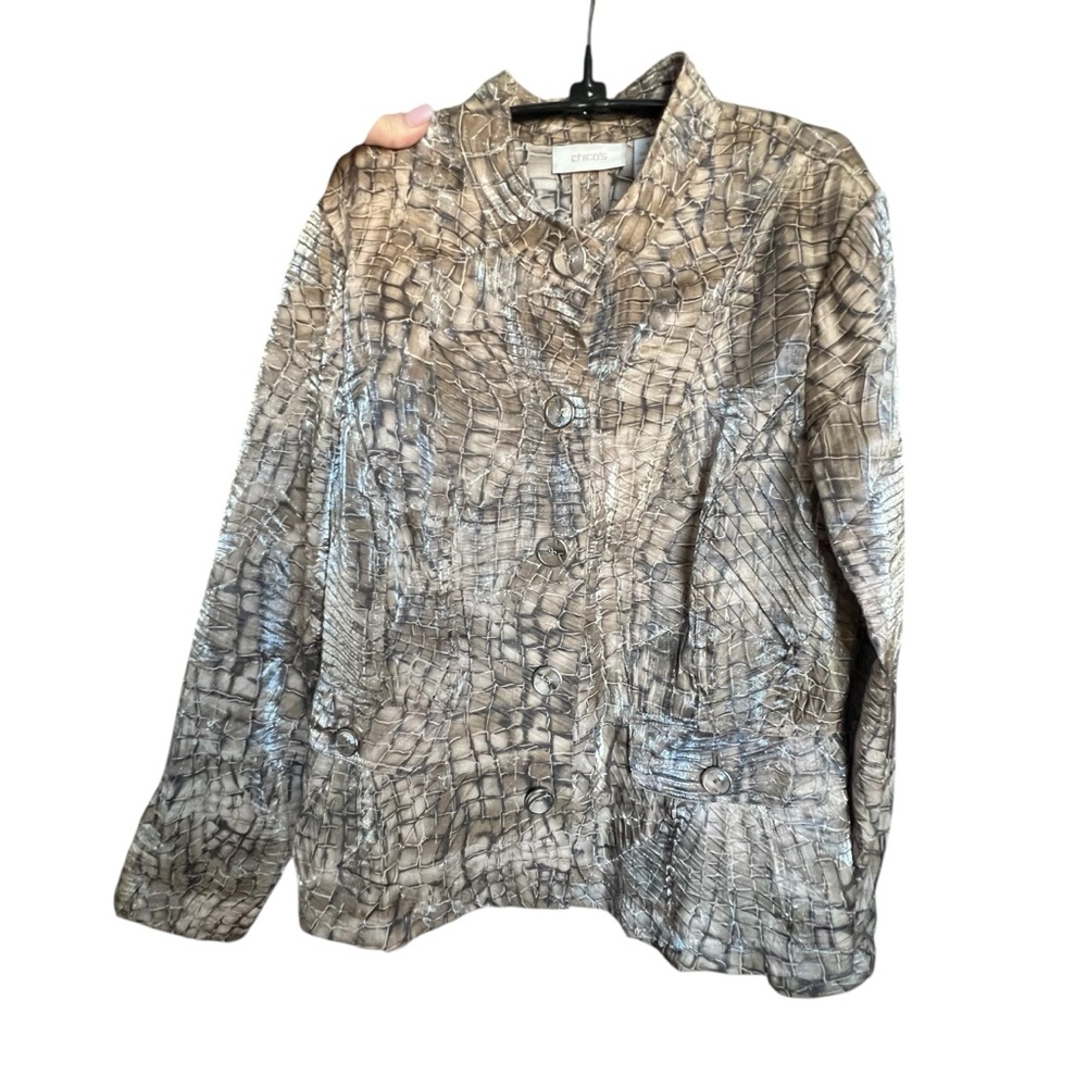 Chico's Crocodile Patterned Button Layering Top - image 4